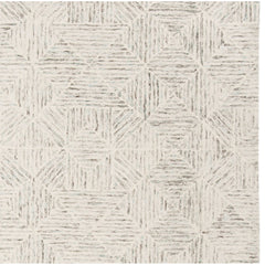 Area Rug, 8 ft x 10 ft, Geometric Hand-Tufted Wool and Cotton