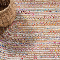 Area Rug, 8 ft x 10 ft, Geometric Pattern in Beige/Multi