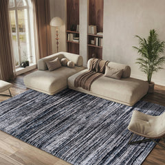 Area Rug, 8 Ft x 10 Ft, Gray and Blue Polyester
