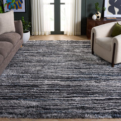 Area Rug, 8 Ft x 10 Ft, Gray and Blue Polyester