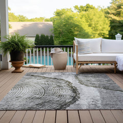 Area Rug, 8 ft x 10 ft, Gray Polyester with Abstract Pattern