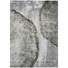 Area Rug, 8 ft x 10 ft, Gray Polyester with Abstract Pattern