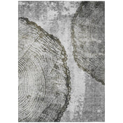 Area Rug, 8 ft x 10 ft, Gray Polyester with Abstract Pattern