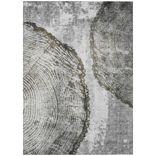 Area Rug, 8 ft x 10 ft, Gray Polyester with Abstract Pattern