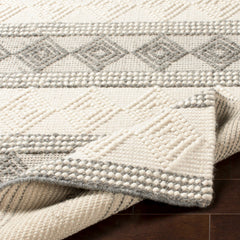 Area Rug, 8 ft x 10 ft, Gray with Polyester and Wool
