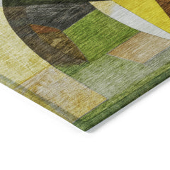 Area Rug, 8 ft x 10 ft, Green Polyester with Abstract Pattern