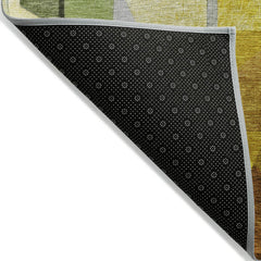 Area Rug, 8 ft x 10 ft, Green Polyester with Abstract Pattern