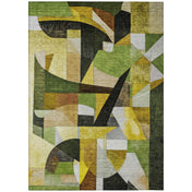 Area Rug, 8 ft x 10 ft, Green Polyester with Abstract Pattern