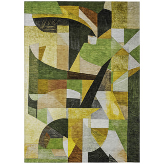 Area Rug, 8 ft x 10 ft, Green Polyester with Abstract Pattern