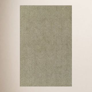 Area Rug, 8 Ft x 10 Ft, Green Wool with Hand-Woven Weave