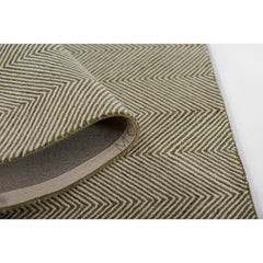 Area Rug, 8 Ft x 10 Ft, Green Wool with Hand-Woven Weave