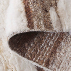 Area Rug, 8 ft x 10 ft, Hand Knotted in Beige and Ivory