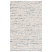 Area Rug, 8 ft x 10 ft, Hand Woven in Navy and White