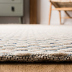Area Rug, 8 ft x 10 ft, Hand Woven in Navy and White