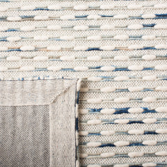 Area Rug, 8 ft x 10 ft, Hand Woven in Navy and White