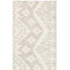 Area Rug, 8 Ft x 10 Ft, Hand-Woven Wool in Ivory and Beige