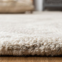 Area Rug, 8 Ft x 10 Ft, Hand-Woven Wool in Ivory and Beige