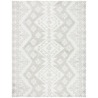 Area Rug, 8 Ft x 10 Ft, Hand-Woven Wool in Ivory and Beige