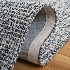 Area Rug, 8 ft x 10 ft, Hand Woven Wool in Ivory and Black
