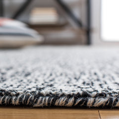Area Rug, 8 ft x 10 ft, Hand Woven Wool in Ivory and Black