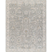 Area Rug, 8 Ft x 10 Ft in Blue, White and Yellow Oriental Pattern