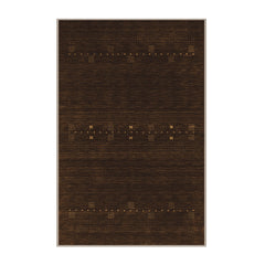 Area Rug, 8 Ft x 10 Ft in Dark Brown/Gray/Beige Chenille