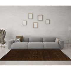 Area Rug, 8 Ft x 10 Ft in Dark Brown/Gray/Beige Chenille