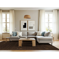 Area Rug, 8 Ft x 10 Ft in Dark Brown/Gray/Beige Chenille