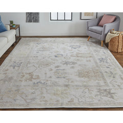 Area Rug, 8 ft x 10 ft in Gray Handmade Recycled PET