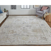 Area Rug, 8 ft x 10 ft in Gray Handmade Recycled PET