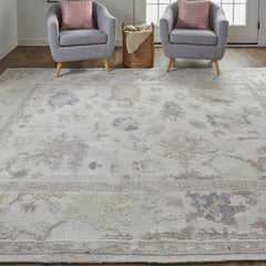 Area Rug, 8 ft x 10 ft in Gray Handmade Recycled PET