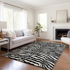 Area Rug, 8 ft x 10 ft in Pearl Animal Print Microfiber
