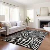 Area Rug, 8 ft x 10 ft in Pearl Animal Print Microfiber