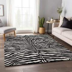 Area Rug, 8 ft x 10 ft in Pearl Animal Print Microfiber