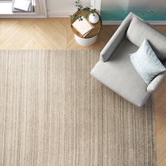 Area Rug, 8 ft x 10 ft in Stone and Gray Striped Wool Blend