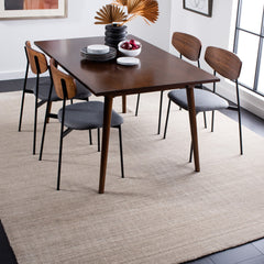 Area Rug, 8 ft x 10 ft in Stone and Gray Striped Wool Blend