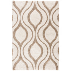 Area Rug, 8 ft x 10 ft, Ivory and Beige in Geometric Pattern