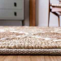 Area Rug, 8 ft x 10 ft, Jute and Sisal in Brown and Beige
