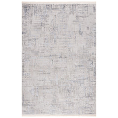 Area Rug, 8 ft x 10 ft, Light Gray/Beige with Fringe