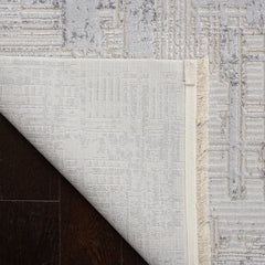 Area Rug, 8 ft x 10 ft, Light Gray/Beige with Fringe