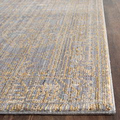 Area Rug, 8 Ft x 10 Ft, Polyester in Charcoal, Gray and Gold