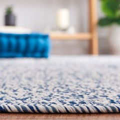 Area Rug, 8 ft x 10 ft Rectangle Polypropylene in Dark Blue and Ivory