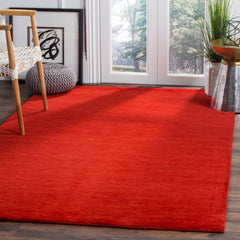 Area Rug, 8 ft x 10 ft, Red Wool and Cotton