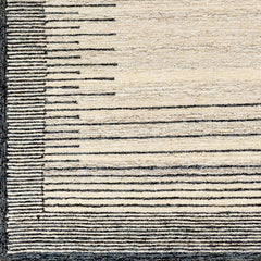 Area Rug, 8 ft x 10 ft Striped Wool in Beige and Gray