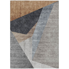 Area Rug, 8 Ft x 10 Ft, Taupe Polyester with Non-Slip Backing