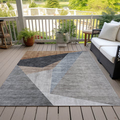 Area Rug, 8 Ft x 10 Ft, Taupe Polyester with Non-Slip Backing
