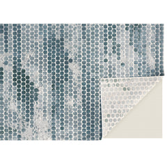 Area Rug, 8 ft x 10 ft, Teal Blue with Dotted Pattern