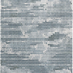 Area Rug, 8 ft x 10 ft, Teal Blue with Dotted Pattern