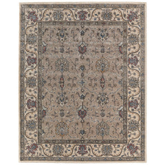 Area Rug, 8 ft x 10 ft, Warm Gray with Oriental Pattern