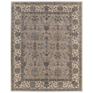 Area Rug, 8 ft x 10 ft, Warm Gray with Oriental Pattern